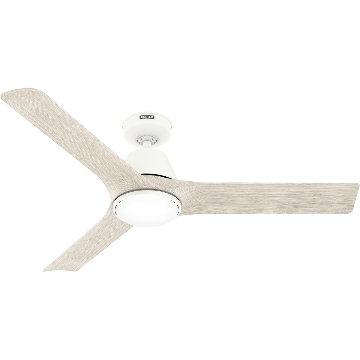 Hunter Fan 50048 Aeronaut 52 inch Matte White with Brushed Light Oak Blades Outdoor Ceiling Fan