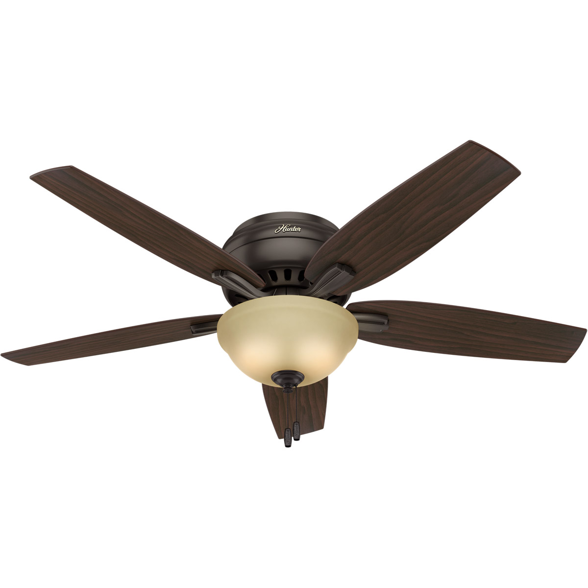 Hunter Fan 53314 Newsome 52 inch Premier Bronze with Roasted Walnut/Yellow Walnut Blades Ceiling Fan, Low Profile