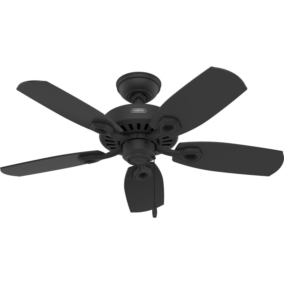 Hunter Fan 53485 Builder Elite 42 inch Matte Black with Matte Black/Greyed Walnut Blades Ceiling Fan