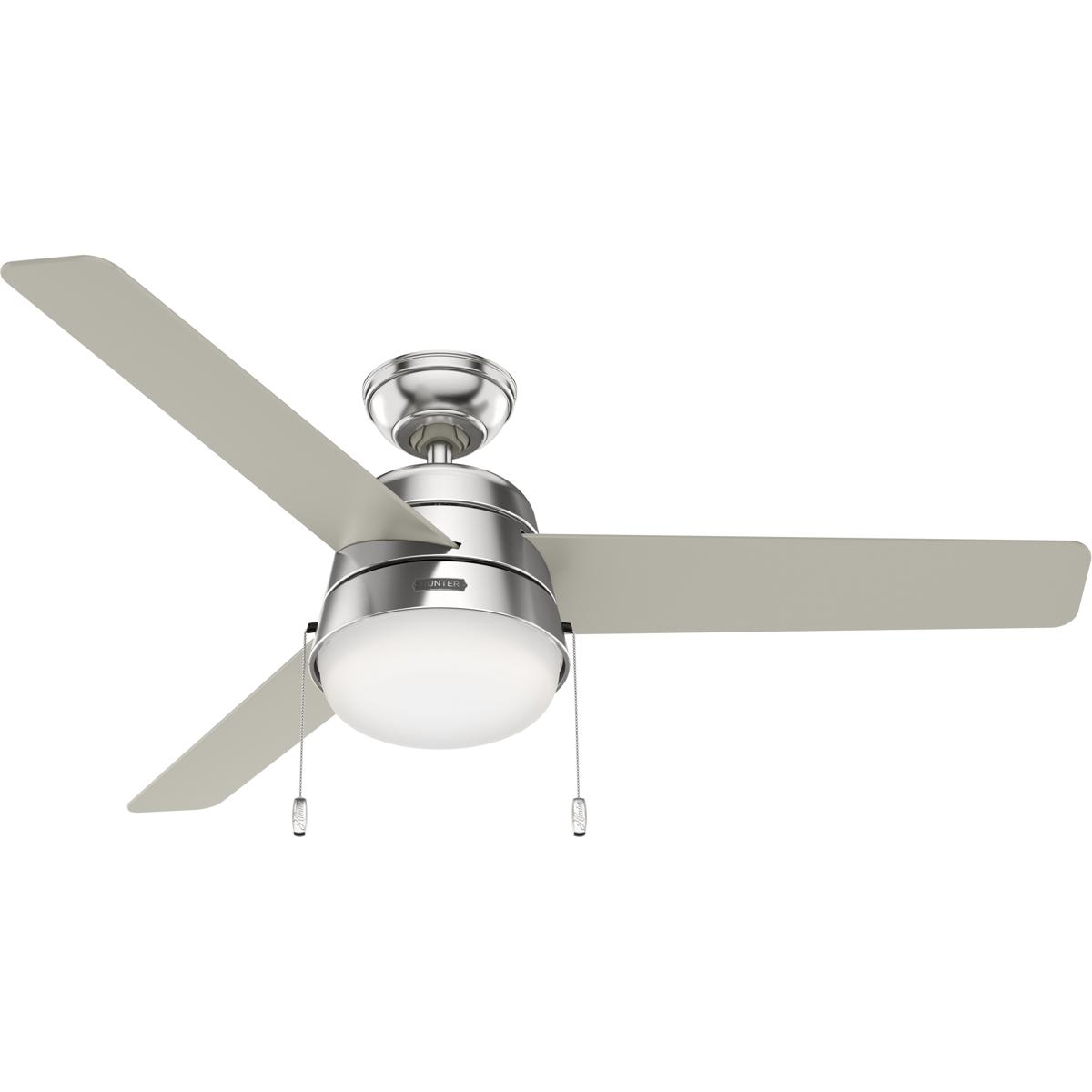 Hunter Fan 50540 Aker 52 inch Brushed Nickel with Matte Nickel/Light Grey Oak Blades Ceiling Fan