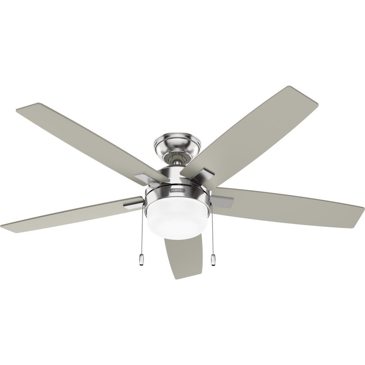 Hunter Fan 52505 Anisten 52 inch Brushed Nickel with Matte Nickel/Light Grey Oak Blades Ceiling Fan