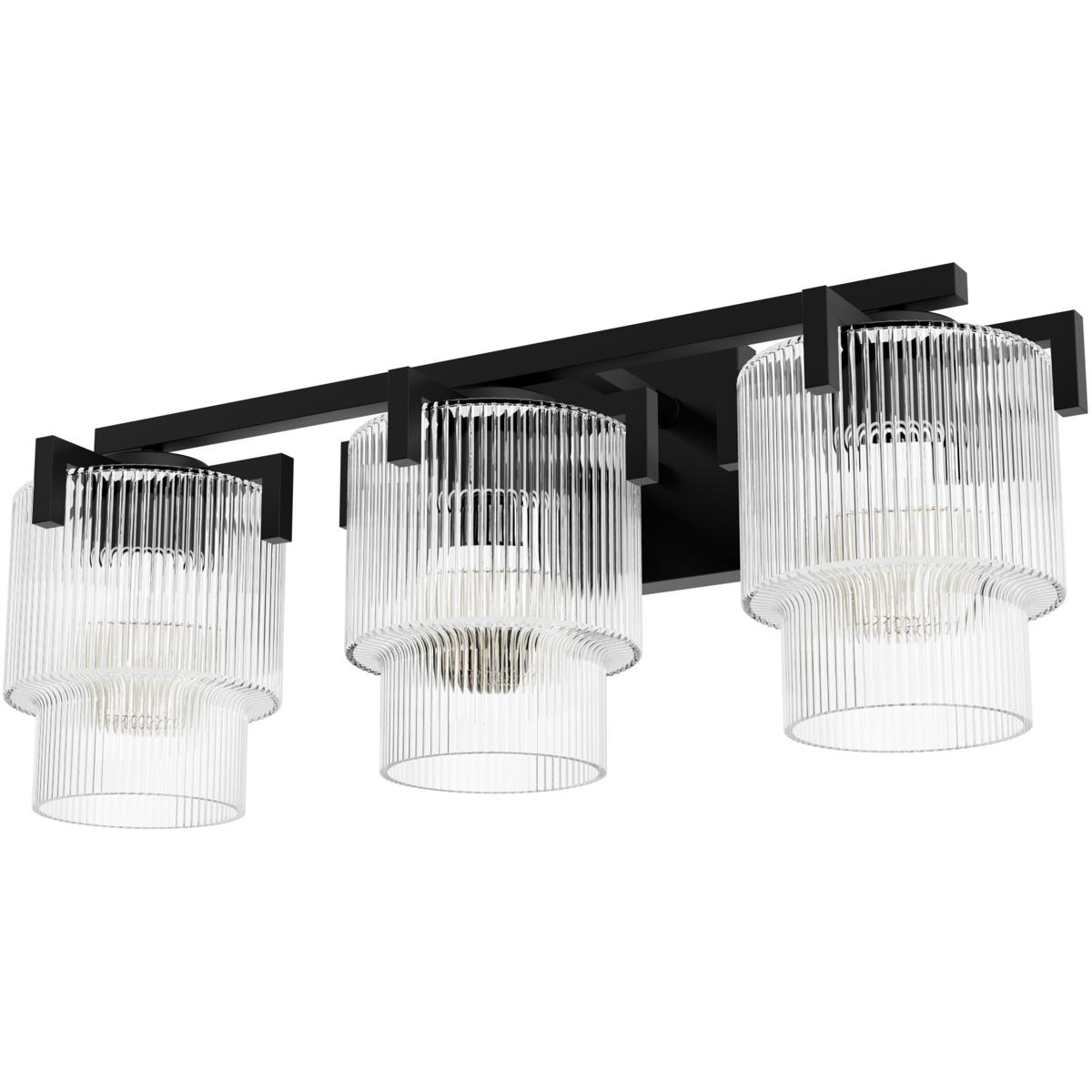 Hunter Fan 13155 Ontario 3 Light 24.2 inch Matte Black Bathroom Vanity Sconce Wall Light, Medium