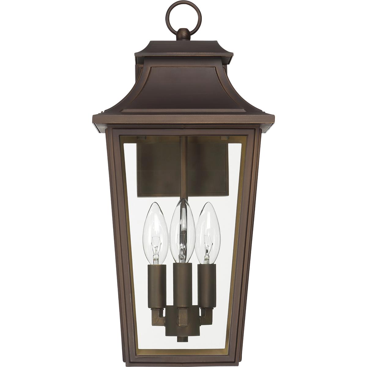 Hunter Fan 46083 Spring Cove 3 Light 16.5 inch Matte Bronze Outdoor Wall Lantern, Large