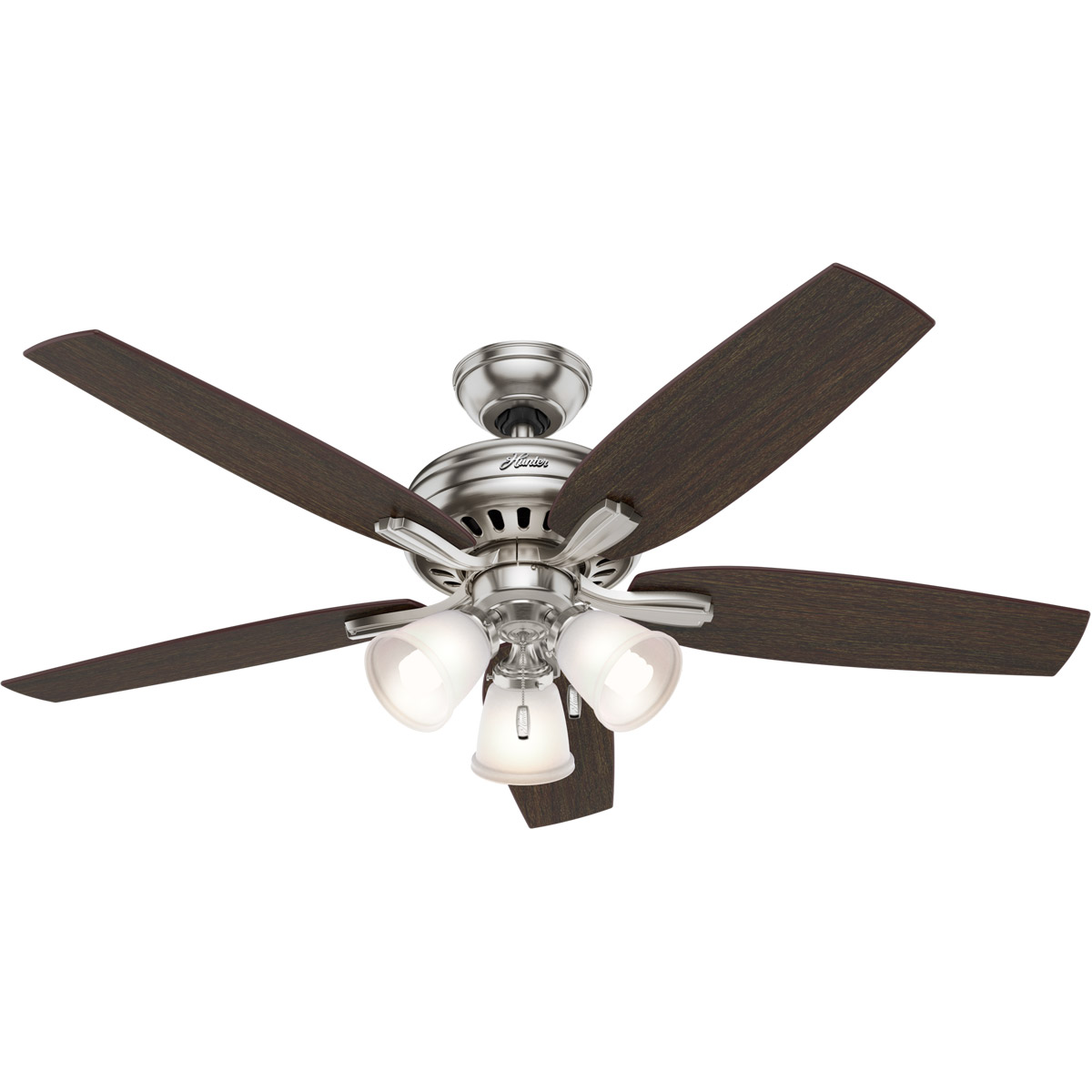 Hunter Fan 53318 Newsome 52 inch Brushed Nickel with Medium Walnut/Dark Walnut Blades Ceiling Fan