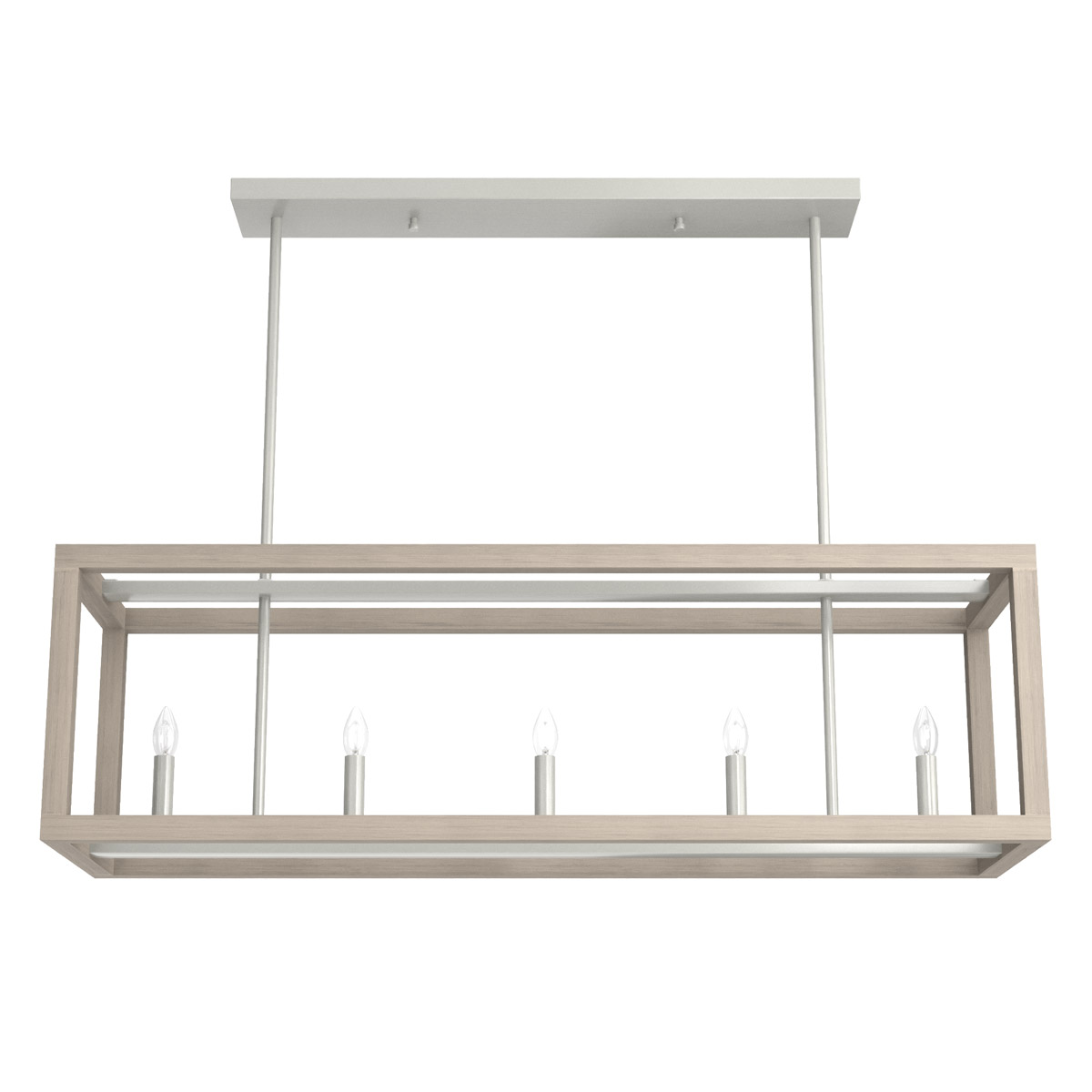 Hunter Fan 19091 Squire Manor 5 Light 40 inch Brushed Nickel Linear Chandelier Ceiling Light