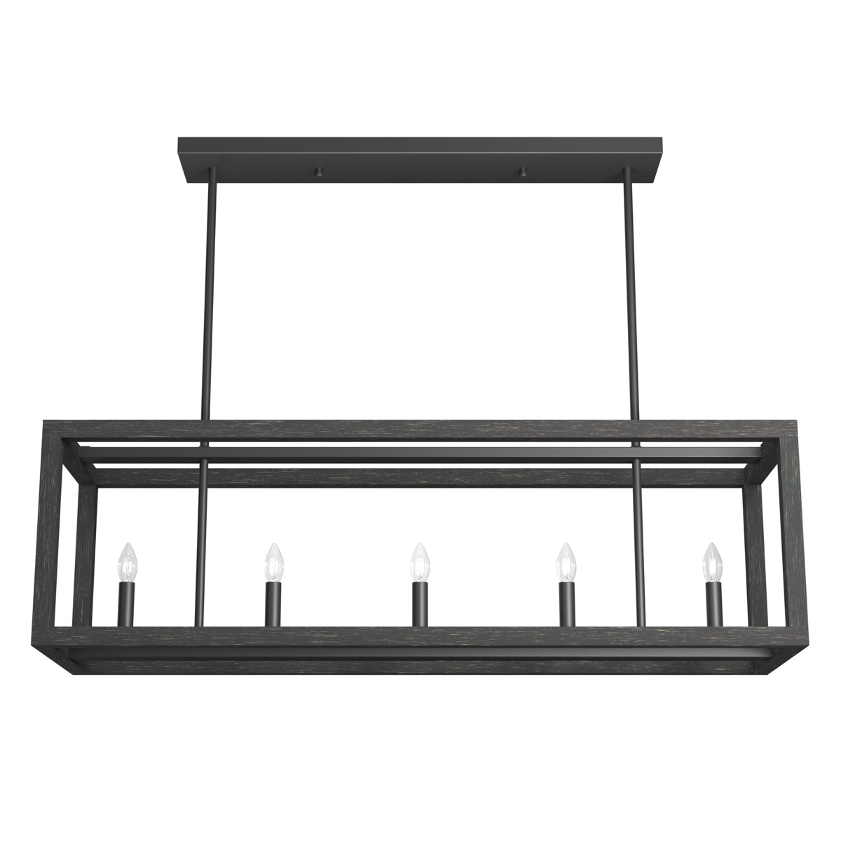 Hunter Fan 19090 Squire Manor 5 Light 40 inch Matte Black Linear Chandelier Ceiling Light