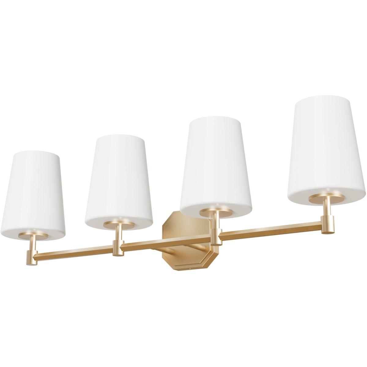 19884 10 in. Nolita Alturas Gold with Cased White Glass 4 Light Bathroom Vanity Wall Light Fixture