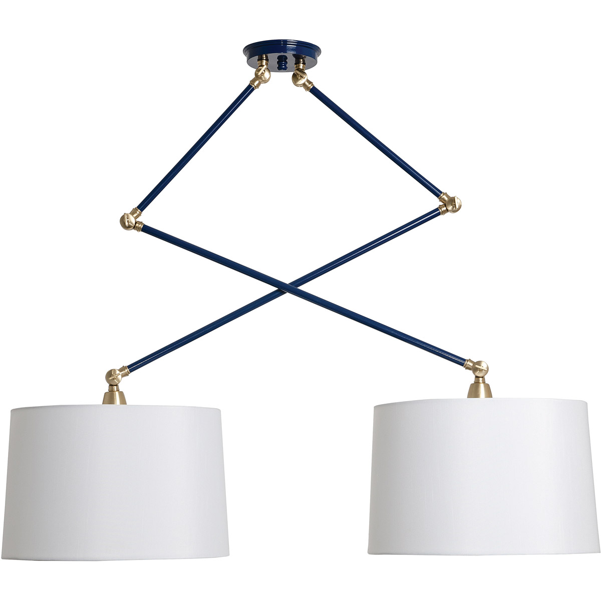 House of Troy UP502-NB/SB Uptown 2 Light Navy Blue and Satin Brass Double Adjustable Pendant Ceiling Light