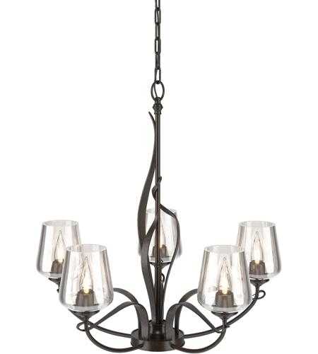 Hubbardton Forge 103040-1085 Flora 5 Light 27 inch Oil Rubbed Bronze Chandelier Ceiling Light in Clear photo
