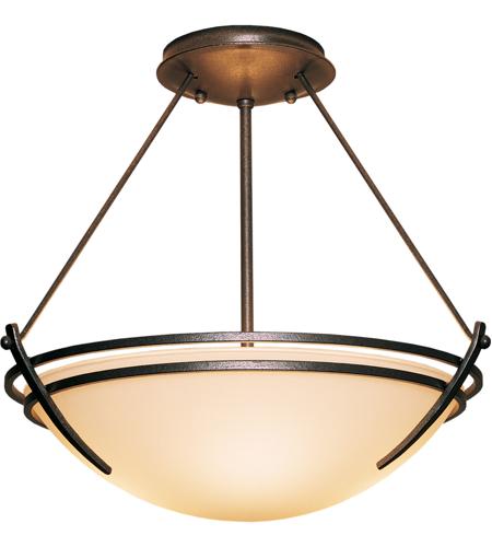 Hubbardton Forge 124422-1060 Presidio Tryne 2 Light 16 inch Modern Brass Semi-Flush Ceiling Light in Opal