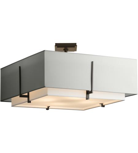 Hubbardton Forge 126513-1542 Exos Square 4 Light 25 inch Oil Rubbed Bronze Semi-Flush Ceiling Light in Natural Anna/Light Grey, Large photo