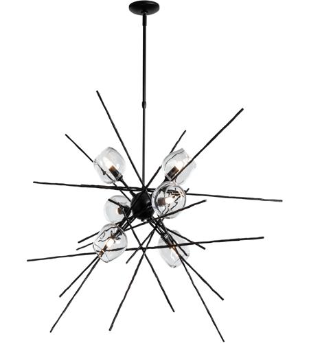 Hubbardton Forge 131590-1008 Griffin 6 Light 39 inch Bronze Pendant Ceiling Light in Standard, Thumbprint Clear, Starburst photo