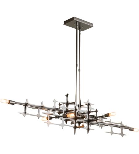 Hubbardton Forge 136385-1016 Grid 6 Light 17 inch Soft Gold Pendant Ceiling Light in Long photo