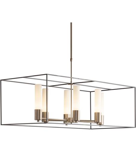 Hubbardton Forge 138940-1493 Portico 6 Light 19 inch Sterling/Soft Gold Pendant Ceiling Light in Seeded Clear
