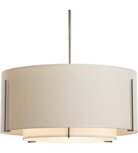 Hubbardton Forge 139605-6216 Exos 3 Light 23 inch Oil Rubbed Bronze Pendant Ceiling Light in Natural Anna/Light Grey