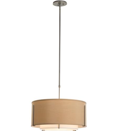 Hubbardton Forge 139605-1676 Exos 3 Light 23 inch Black Pendant Ceiling Light in Flax Inner with Natural Anna Outer, Long, Incandescent, Long Pipe 139605-SKT-STND-07-SF1590-SB2290_2.jpg