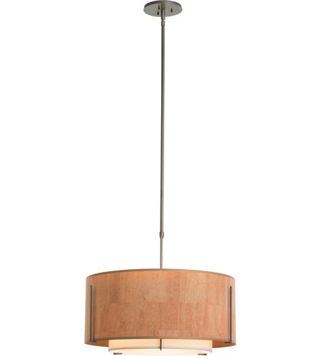 Hubbardton Forge 139605-1578 Exos 3 Light 23 inch Burnished Steel Pendant Ceiling Light in Flax Inner with Natural Anna Outer, Short, Incandescent, Short Pipe 139605-SKT-STND-07-SF1590-SG2290_5.jpg