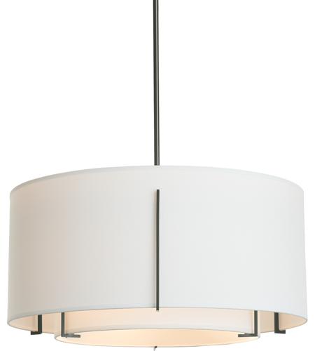 Hubbardton Forge 139605-1620 Exos 3 Light 23 inch Black Pendant Ceiling Light in Natural Anna, Standard Pipe