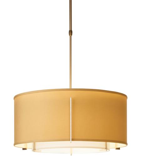 Hubbardton Forge 139605-1822 Exos 3 Light 23 inch Natural Iron Pendant Ceiling Light in Flax Inner with Natural Linen Outer, Long, Incandescent, Long Pipe 139605-SKT-STND-82-SE1590-SB2290_1.jpg