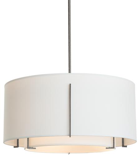 Hubbardton Forge 139610-1619 Exos 3 Light 28 inch Black Pendant Ceiling Light in Natural Anna, Large