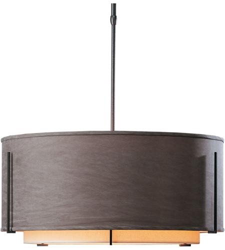 Hubbardton Forge 139610-1131 Exos 3 Light 28 inch Mahogany Pendant Ceiling Light in Natural Anna Inner with Flax Outer, Short, Incandescent, Large,Short Pipe 139610-SKT-STND-20-SA2290-SD2899_1.jpg