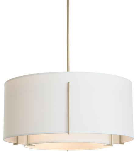 Hubbardton Forge 139610-2060 Exos 3 Light 28 inch Soft Gold Pendant Ceiling Light in Natural Anna, Large
