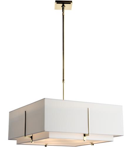 Hubbardton Forge 139635-2108 Exos Square 4 Light 25 inch Modern Brass Pendant Ceiling Light in Natural Anna, Large photo