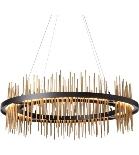 Hubbardton Forge 139656-1029 Gossamer LED 38 inch Sterling / Soft Gold Pendant Ceiling Light in Sterling with Soft Gold, Circular photo