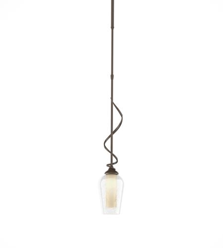 Hubbardton Forge 183030-1163 Flora 1 Light 4 inch Bronze Mini Pendant Ceiling Light in Opal and Seeded, Down Light photo