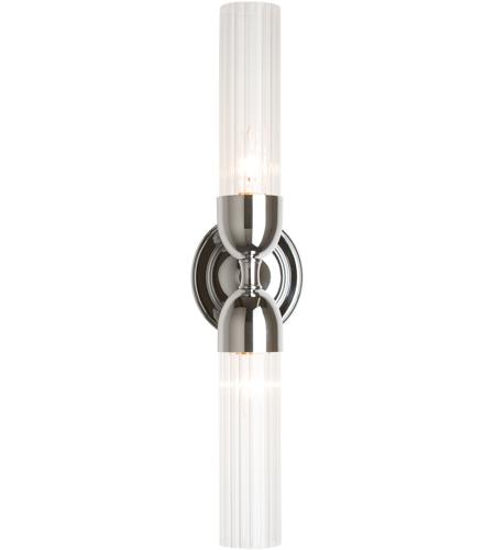 Hubbardton Forge 202125-1003 Reflections - Fluted 2 Light Brushed Nickel Sconce Wall Light in Frosted 202125-SKT-21-ZM0634_1.jpg