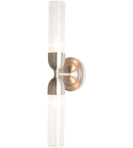 Hubbardton Forge 202125-1003 Reflections - Fluted 2 Light Brushed Nickel Sconce Wall Light in Frosted 202125-SKT-22-ZM0634_3.jpg