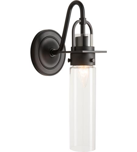 Hubbardton Forge 202162-1003 Reflections - Castleton 1 Light Matte Black Sconce Wall Light in Clear, Cylinder photo