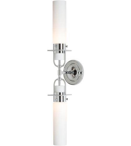 Hubbardton Forge 202167-1001 Reflections - Castleton 2 Light Polished Chrome Sconce Wall Light in Opal, Double Cylinder