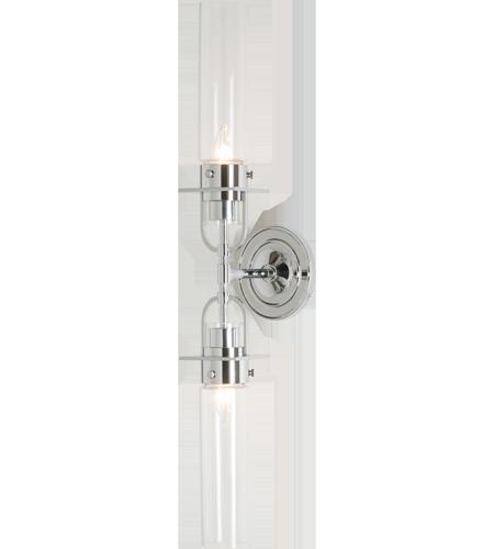 Hubbardton Forge 202167-1005 Reflections - Castleton 2 Light Brushed Nickel Sconce Wall Light in Clear, Double Cylinder