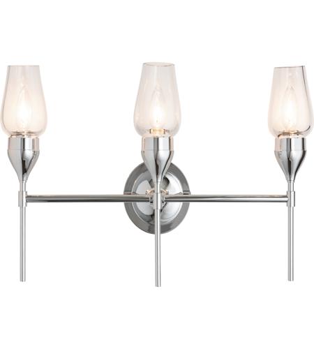 Hubbardton Forge 202192-1000 Reflections - Tulip 3 Light 22 inch Polished Chrome Sconce Wall Light in Clear, HF Reflections photo