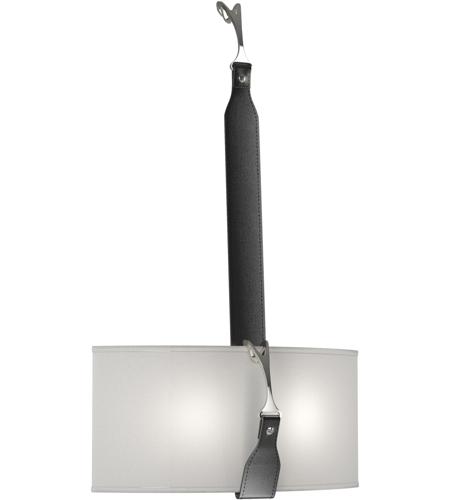 Hubbardton Forge 204070-1011 Saratoga LED 16 inch Black/Polished Nickel Sconce Wall Light in Leather Black, Light Grey