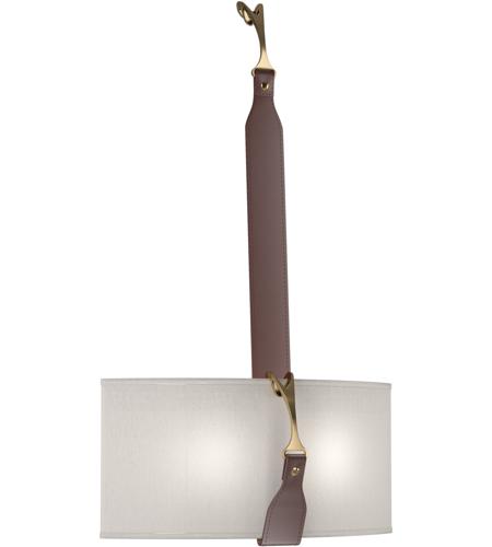 Hubbardton Forge 204070-1013 Saratoga LED 16 inch Black/Antique Brass Sconce Wall Light in Leather British Brown, Flax