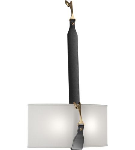 Hubbardton Forge 204070-1022 Saratoga LED 16 inch Black/Antique Brass Sconce Wall Light in Leather Black, Natural Anna photo