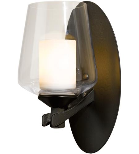 Hubbardton Forge 204104-1013 Ribbon 1 Light 5 inch Vintage Platinum Sconce Wall Light in Stone and Clear