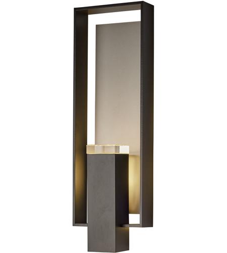 Hubbardton Forge 302605-1050 Shadow Box 2 Light 21 inch Coastal Oil Rubbed Bronze/Coastal Natural Iron Outdoor Sconce, Large
