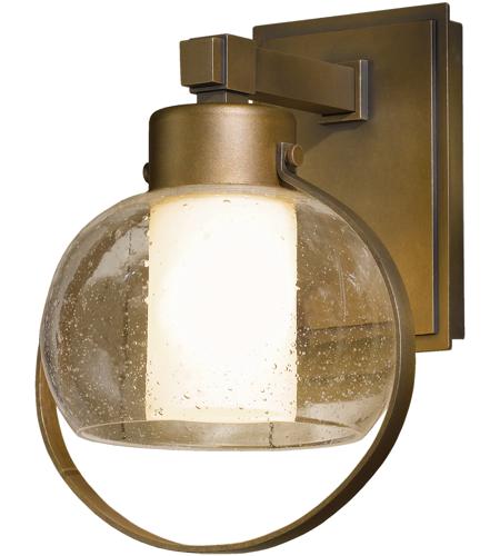 Hubbardton Forge 304301-1028 Port 1 Light 10 inch Coastal Bronze Outdoor Sconce in Opal, Small photo