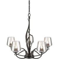 Hubbardton Forge 103040-1085 Flora 5 Light 27 inch Oil Rubbed Bronze Chandelier Ceiling Light in Clear photo thumbnail