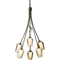 Hubbardton Forge 103043-1020 Flora 6 Light 23 inch Natural Iron Chandelier Ceiling Light in Opal alternative photo thumbnail