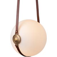 Hubbardton Forge 131042-1005 Derby LED 14 inch Antique Brass / Leather Chestnut Pendant Ceiling Light in Long, Chestnut Leather with Branded Plate, Black with Antique Brass alternative photo thumbnail