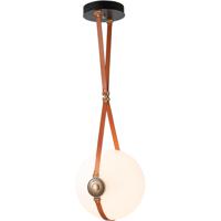 Hubbardton Forge 131042-1005 Derby LED 14 inch Antique Brass / Leather Chestnut Pendant Ceiling Light in Long, Chestnut Leather with Branded Plate, Black with Antique Brass alternative photo thumbnail