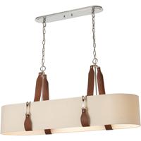 Hubbardton Forge 134070-1005 Saratoga 4 Light 18 inch Polished Nickel Pendant Ceiling Light in Leather Chestnut, Flax, Oval photo thumbnail