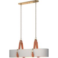 Hubbardton Forge 134070-1019 Saratoga 4 Light 18 inch Antique Brass Pendant Ceiling Light in Leather Chestnut, Light Grey, Oval photo thumbnail