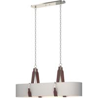 Hubbardton Forge 134070-1003 Saratoga 4 Light 18 inch Polished Nickel Pendant Ceiling Light in Leather British Brown, Light Grey, Oval thumb