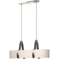 Hubbardton Forge 134070-1009 Saratoga 4 Light 18 inch Polished Nickel Pendant Ceiling Light in Leather Black, Flax, Oval thumb