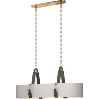 Hubbardton Forge 134070-1023 Saratoga 4 Light 18 inch Antique Brass Pendant Ceiling Light in Leather Black, Light Grey, Oval thumb